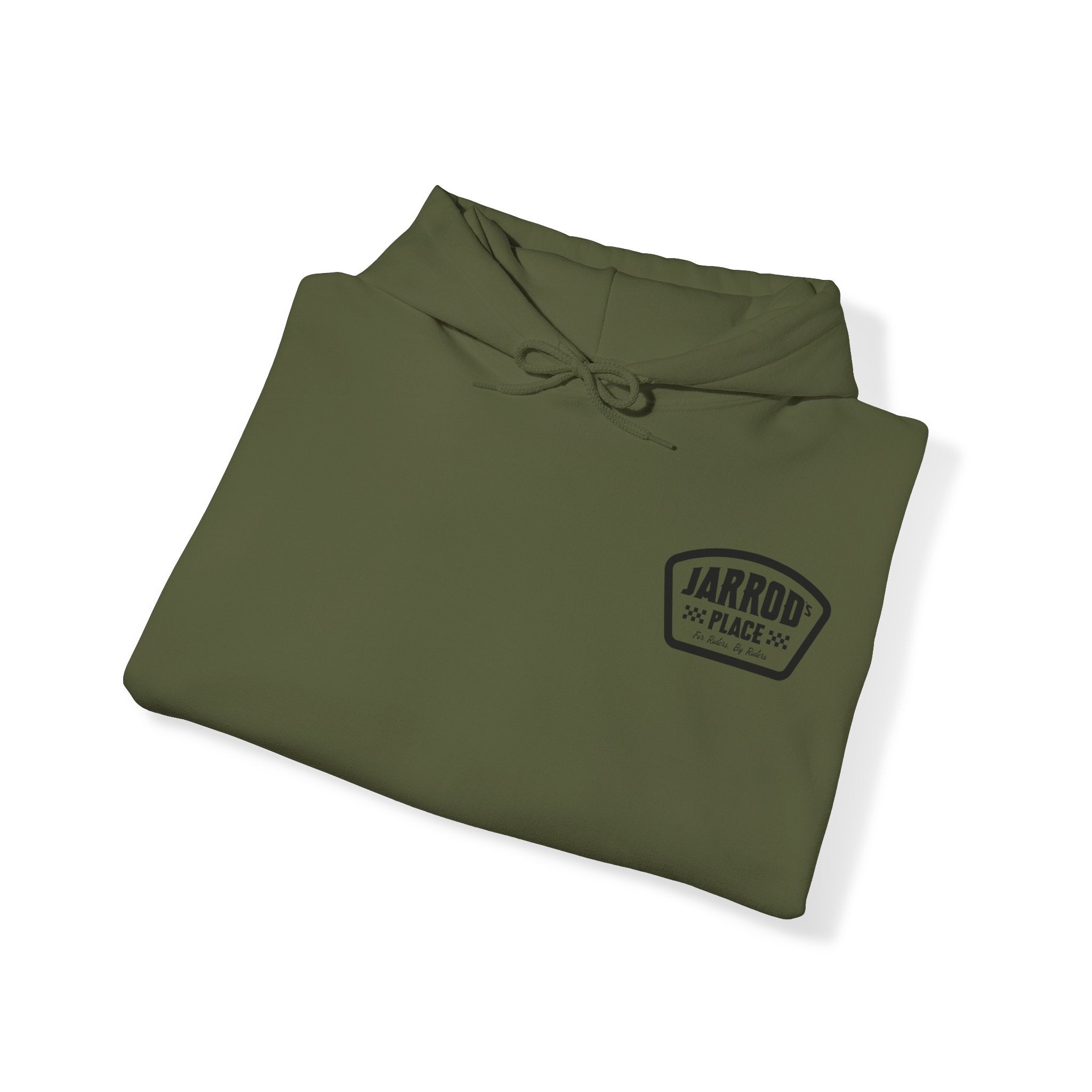 Jarrod's Place Bike Park Hooded Sweatshirt - For Riders, By Riders logo
