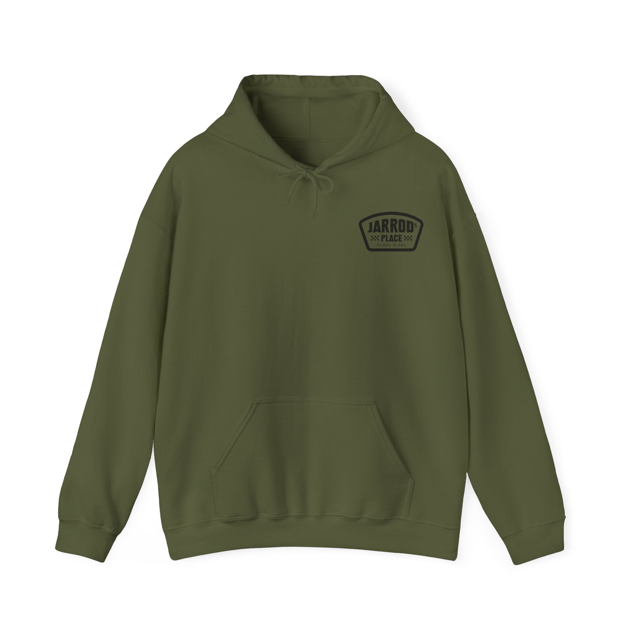 Jarrod's Place Bike Park Hooded Sweatshirt - For Riders, By Riders logo