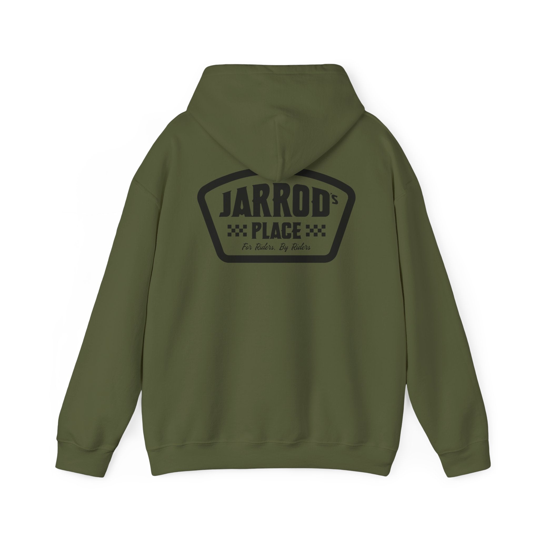 Jarrod's Place Bike Park Hooded Sweatshirt - For Riders, By Riders logo