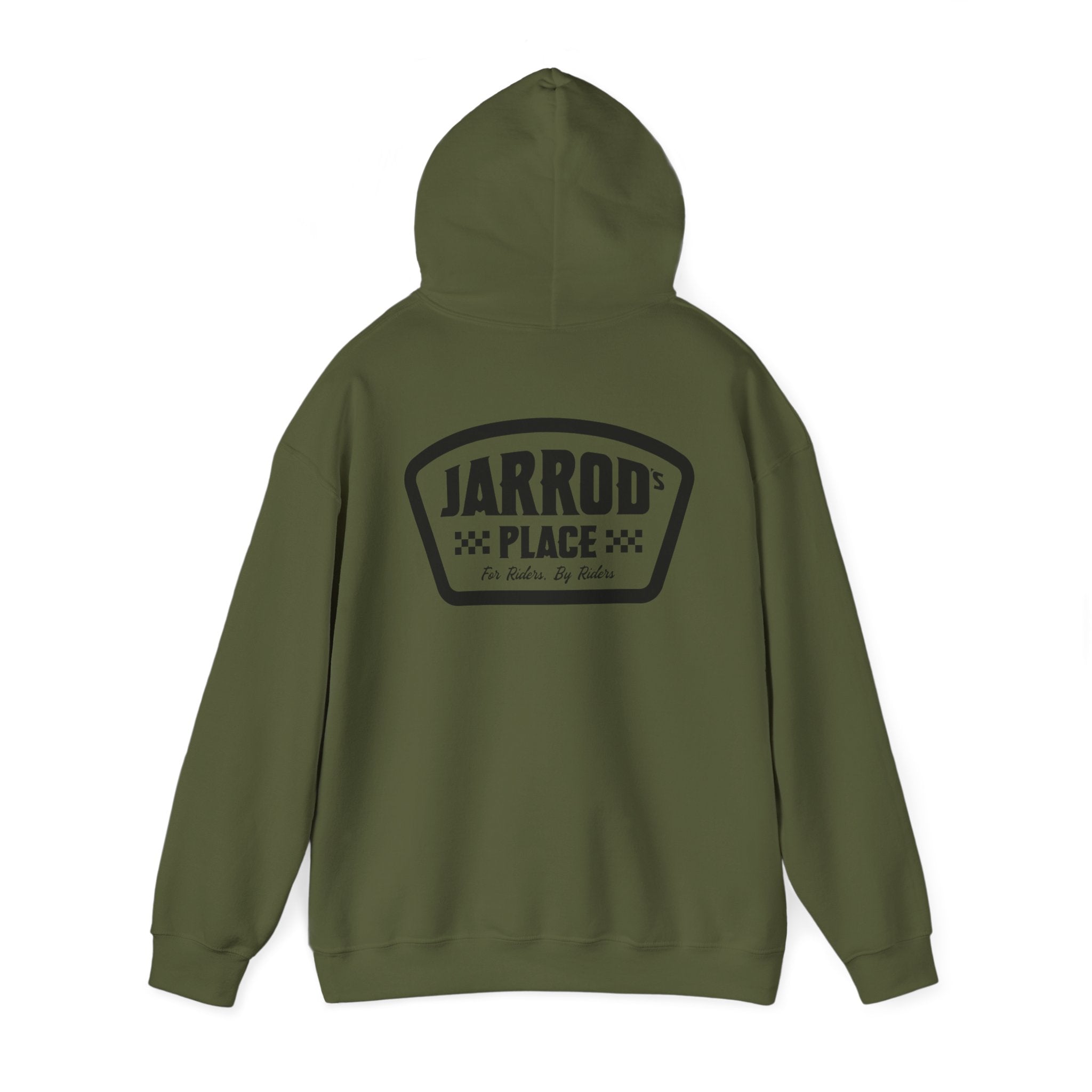 Jarrod's Place Bike Park Hooded Sweatshirt - For Riders, By Riders logo