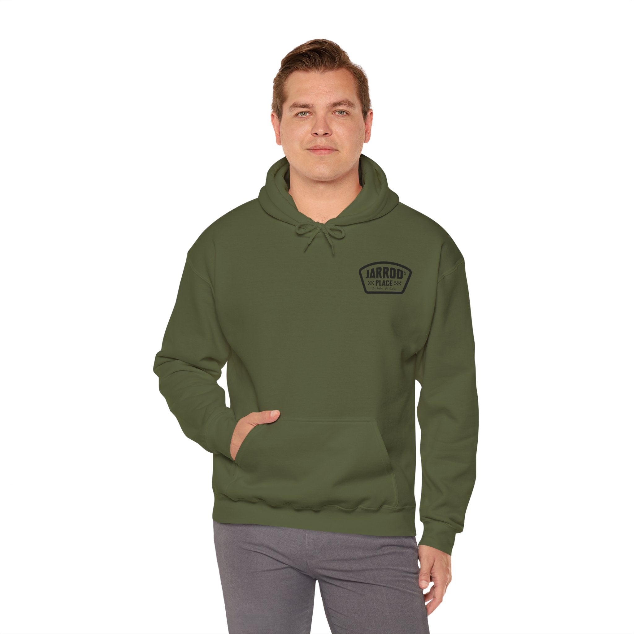 Jarrod's Place Bike Park Hooded Sweatshirt - For Riders, By Riders logo
