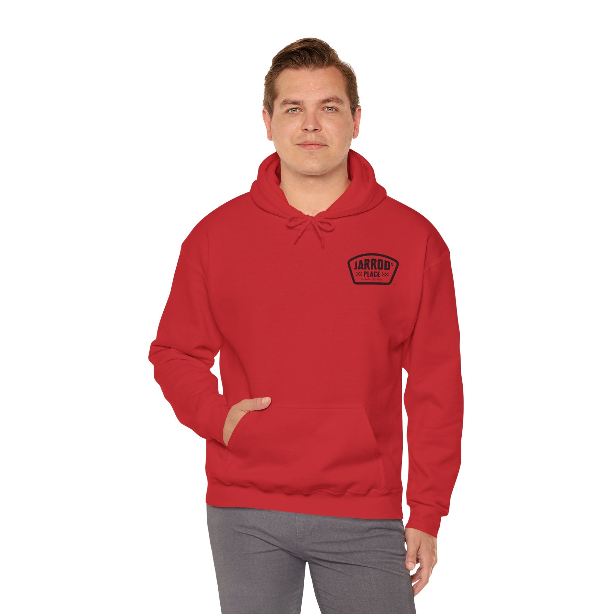 Jarrod's Place Bike Park Hooded Sweatshirt - For Riders, By Riders logo
